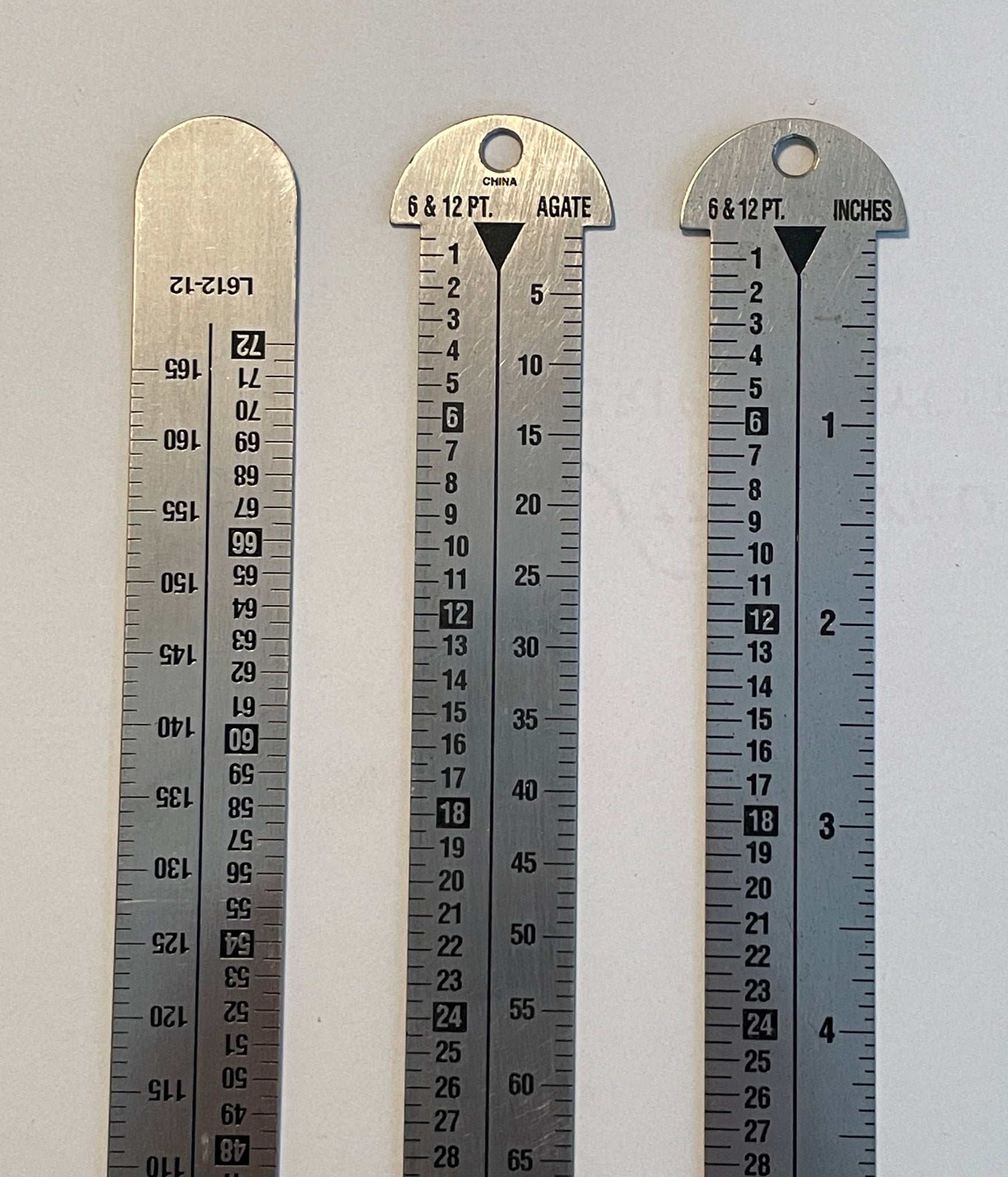 Printer's Line Gauge/Stainless Steel/Points, Inches, Agates/18 L x 13/16  W x 1/32 Tk/Each